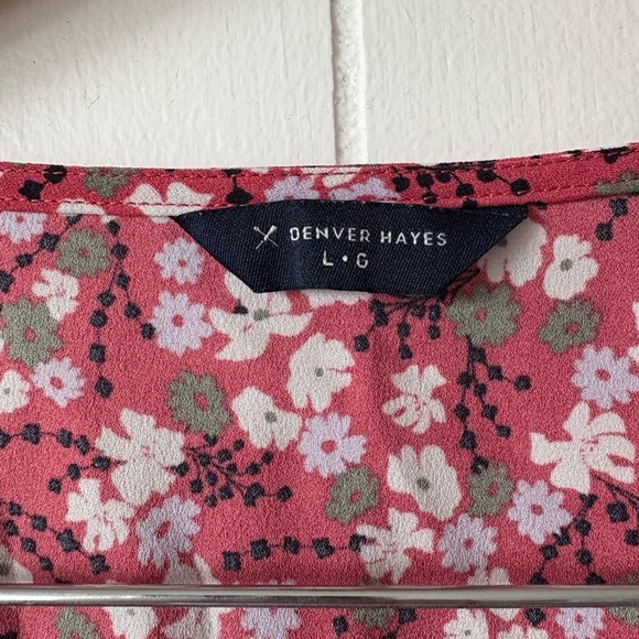 Denver Hayes Red Ruffled Flutter Sleeve Blouse Large - Picture 3 of 5